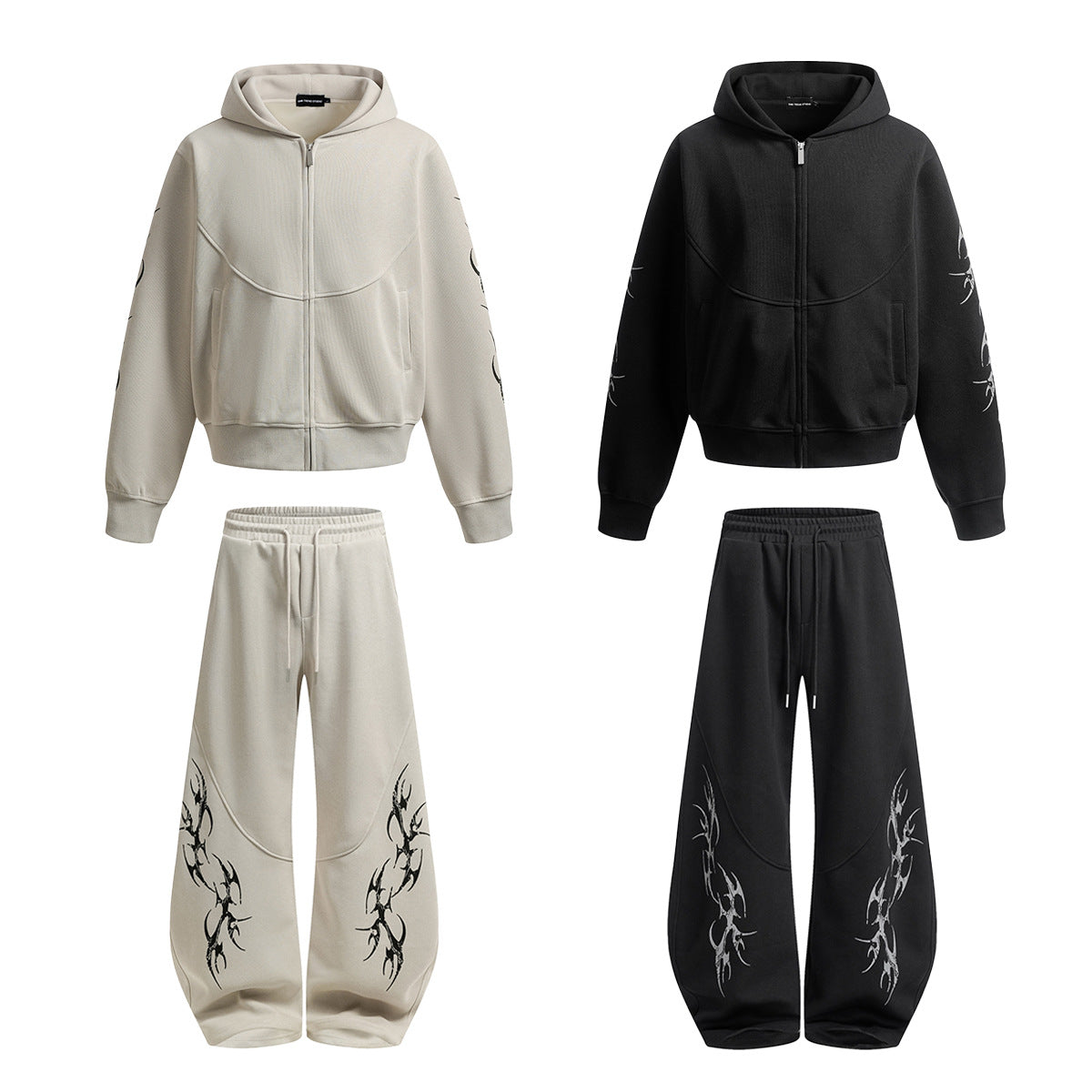 Tribal Graphic Wide Leg Drawstring Sweatpants