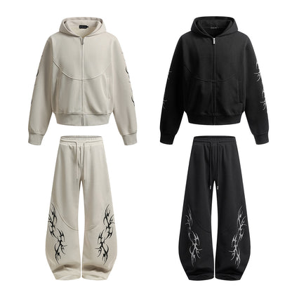 Tribal Graphic Wide Leg Drawstring Sweatpants