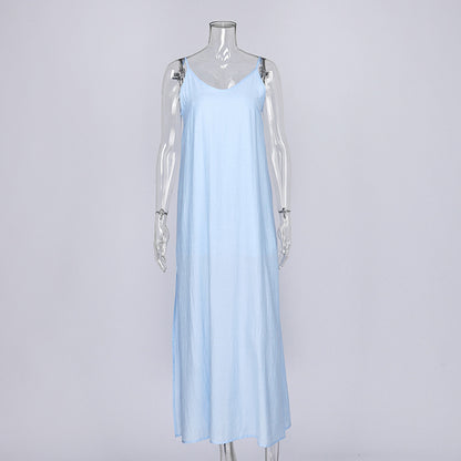 Suspender nightgown, long skirt, one-piece pajamas, comfortable and loose, can be worn outside women's loungewear