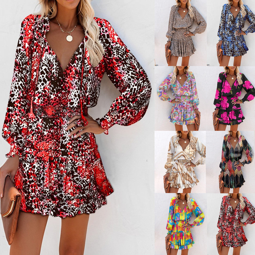 Bold Floral Mini Dress with Tiered Skirt - Seldom Seen Styles