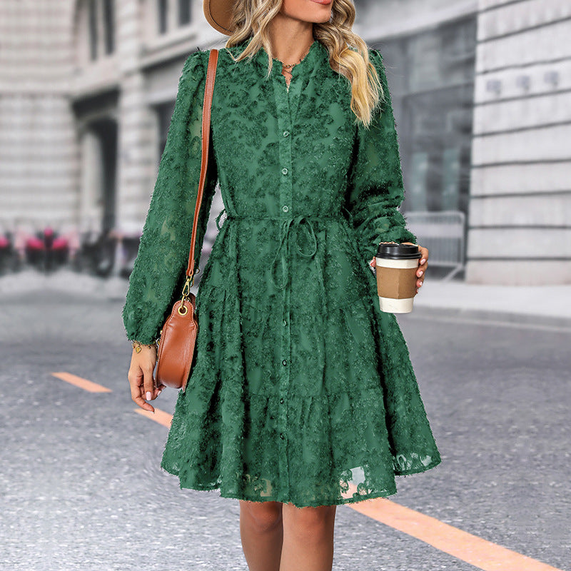 Women's Elegant Lace Mini Dress Long Sleeve Vintage Party Dress