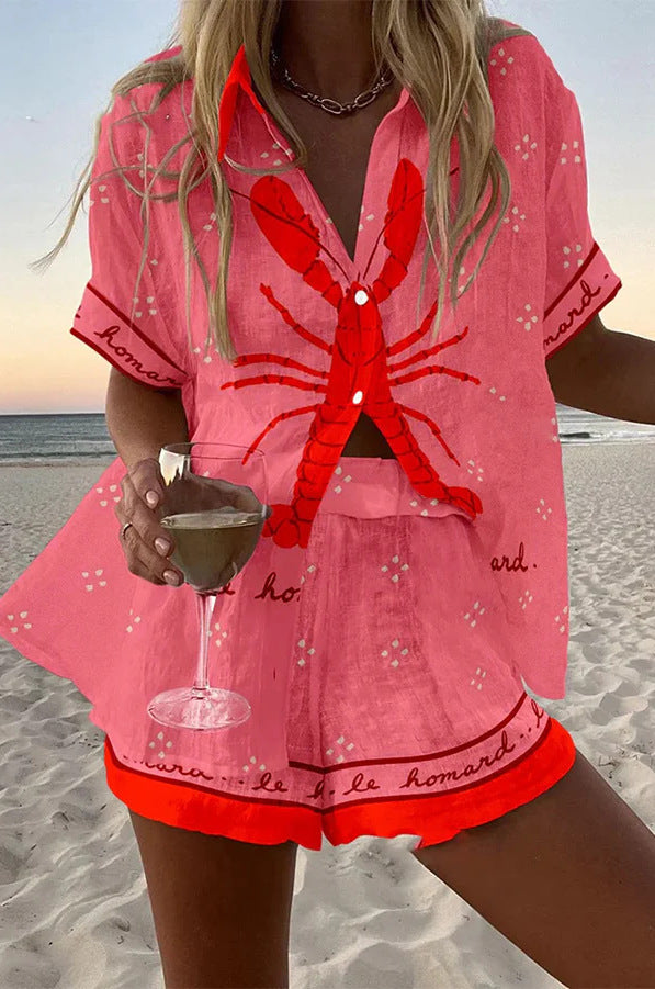 Lobster Print Summer Short Set - Seldom Seen Styles