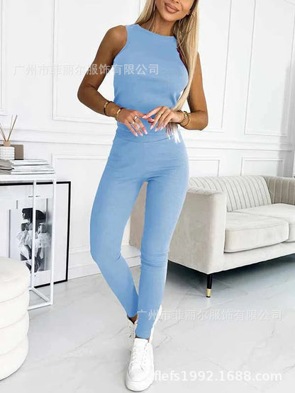 Women's Three Piece Lounge Set Hooded Sweatshirt Tank Top and Leggings Matching Tracksuit Casual Athleisure Outfit