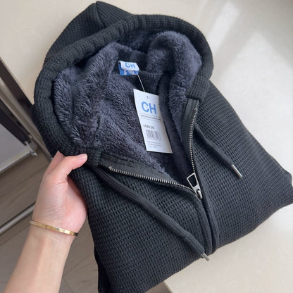 Men's Zip Up Hoodie Heavyweight Winter Sweatshirt Fleece Sherpa Lined Warm Jacket