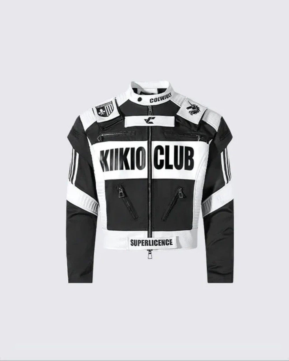 KIIKIO Racing Style Oversized Streetwear Jacket with Graphic Prints