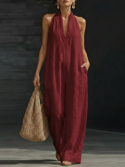 Women's Sleeveless Jumpsuit Elegant Simple Summer Casual Wide Leg Romper Vacation Outfit