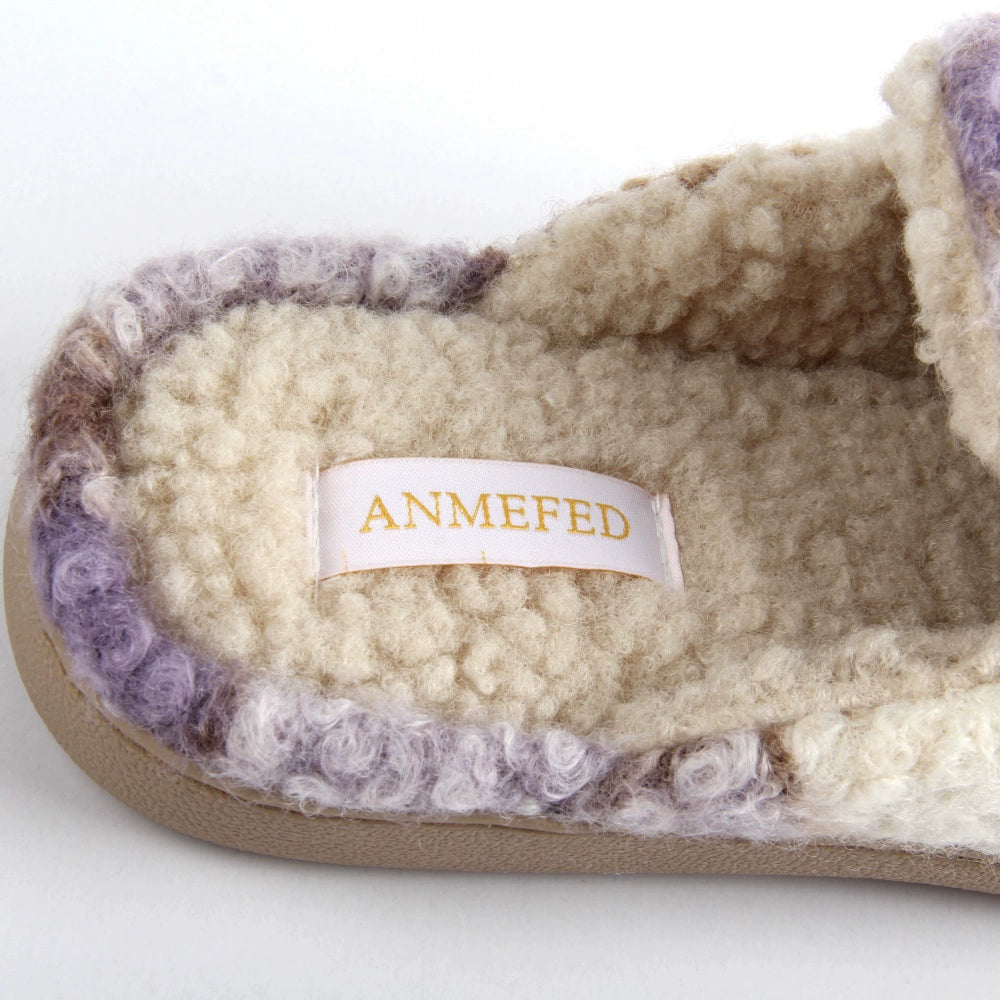 Checkered Girls House Slippers,Comfort,Wool-Like Plush Fleece Lined,in Winter Keep Warm,Slip-On for indoor - Seldom Seen Styles