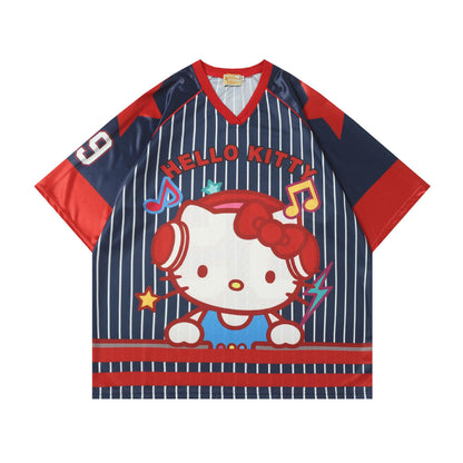 Cartoon Series Sports Jersey Short Sleeve T-Shirt Loose Fit Niche Couple Casual Streetwear Versatile Tee | Toon Jersey Tee