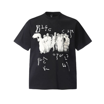 Women's American Retro Character Print Short Sleeve T-Shirt Loose Casual Oversized Summer Unisex Graphic Tee | Retro Print Tee