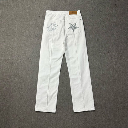 Men's Star Embroidered Denim Shorts Baggy Jorts Loose Fit Streetwear Jean Shorts Y2K Skate Shorts
