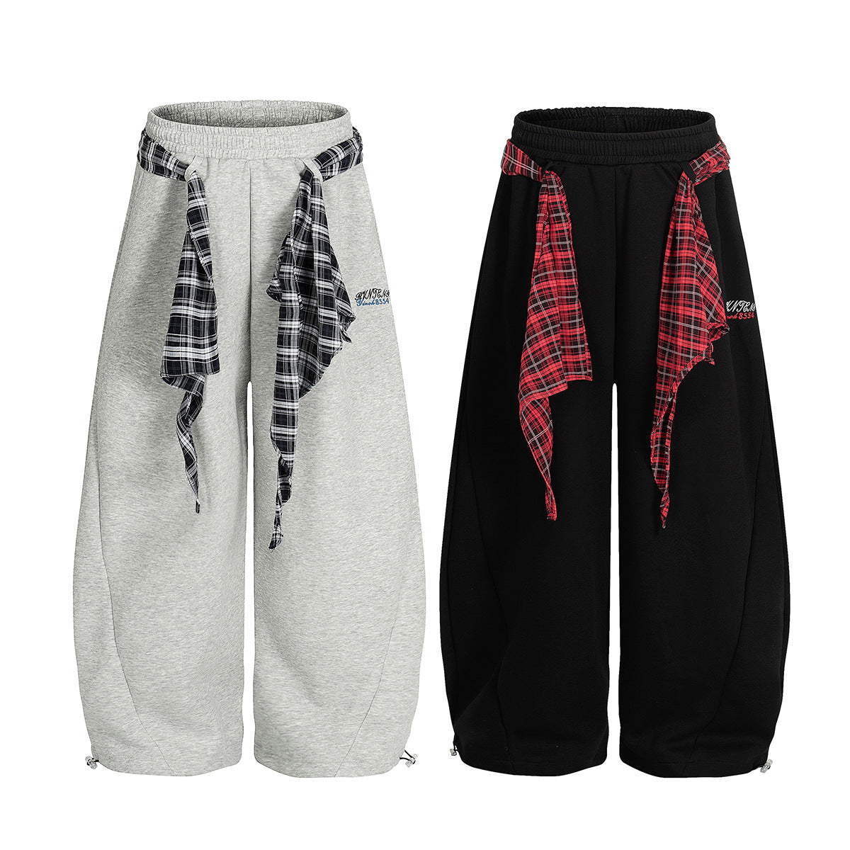 Aelfric Eden Plaid Tie Baggy Barrel Sweatpants