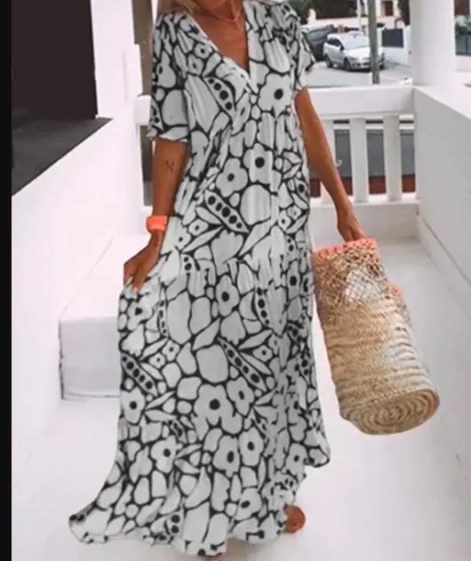 Women's Floral Maxi Dress Deep V Neck Boho Summer Beach Dress - Seldom Seen Styles