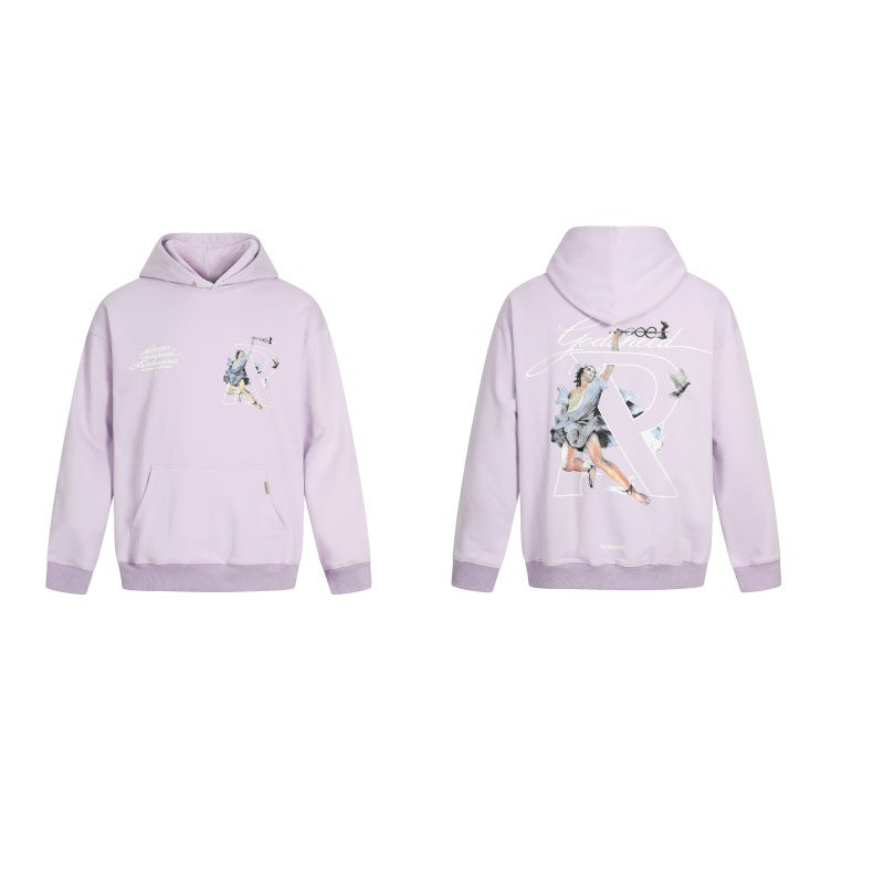Unisex Oversized Graphic Hoodie Casual Streetwear Sweatshirt Letter Print Pullover Hooded Jumper for Men and Women