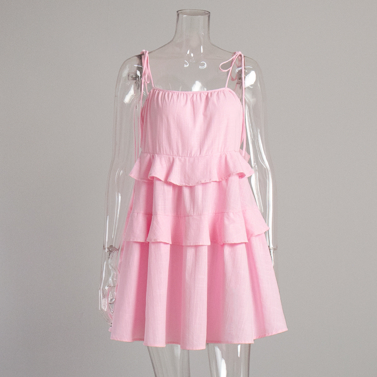 Suspender dress summer multi-layer ruffle edge cake dress short backless suspender dress - Seldom Seen Styles