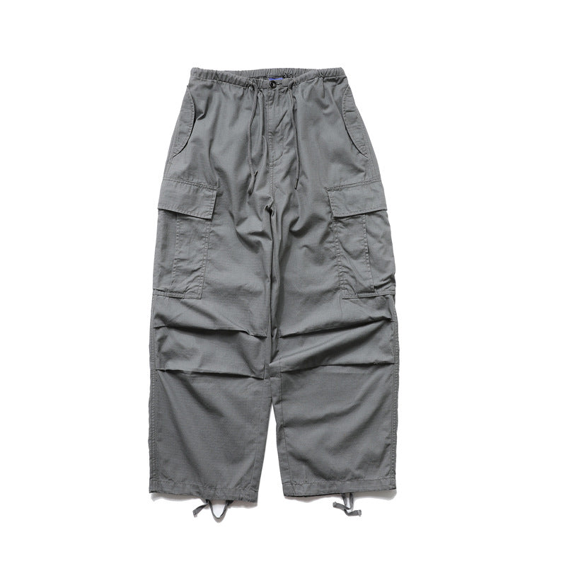 Multi-Pocket Drawstring Elastic Waist Straight Leg Pants Loose Fit Retro Tooling Cargo Floor Pants Dark Streetwear Casual Summer Trousers | Cargo Drift