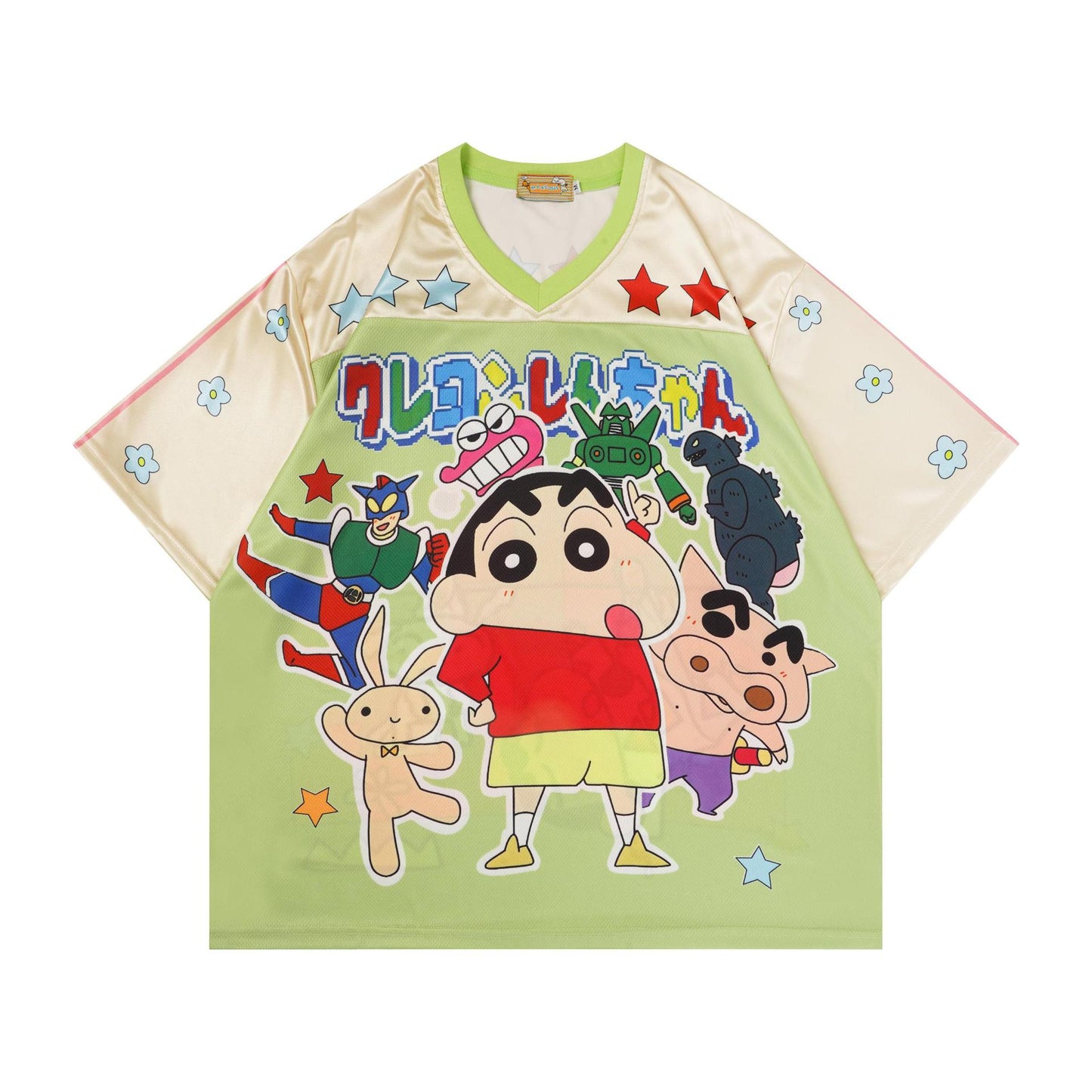Cartoon Print V-Neck Short Sleeve T-Shirt Retro Animation Loose Fit Casual Streetwear Couple Summer Jersey Tee | Toon V Tee