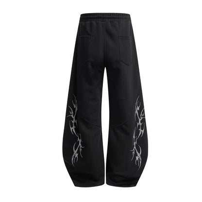 Tribal Graphic Wide Leg Drawstring Sweatpants