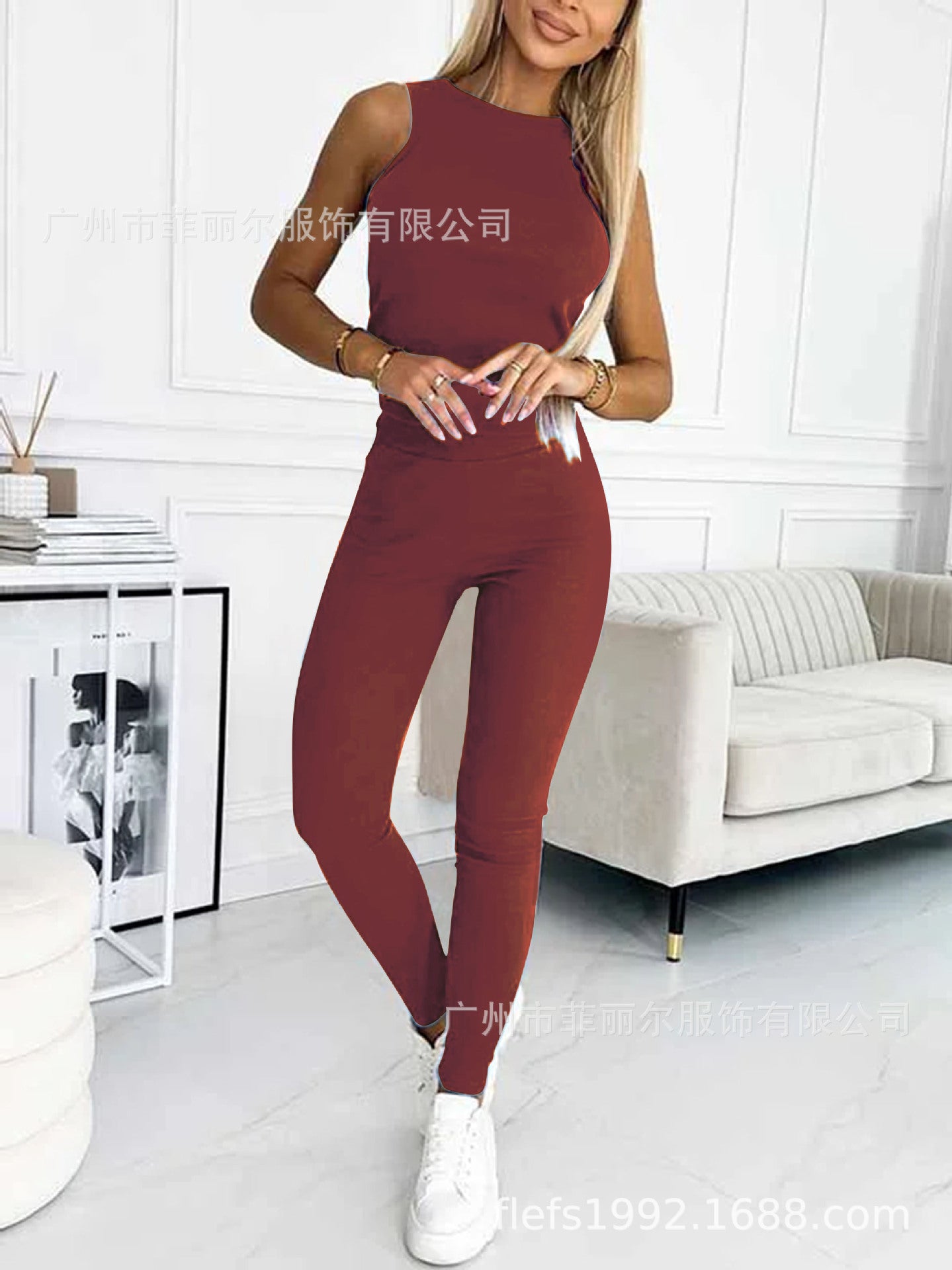 Women's Three Piece Lounge Set Hooded Sweatshirt Tank Top and Leggings Matching Tracksuit Casual Athleisure Outfit