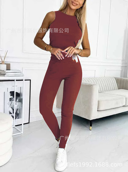 Women's Three Piece Lounge Set Hooded Sweatshirt Tank Top and Leggings Matching Tracksuit Casual Athleisure Outfit
