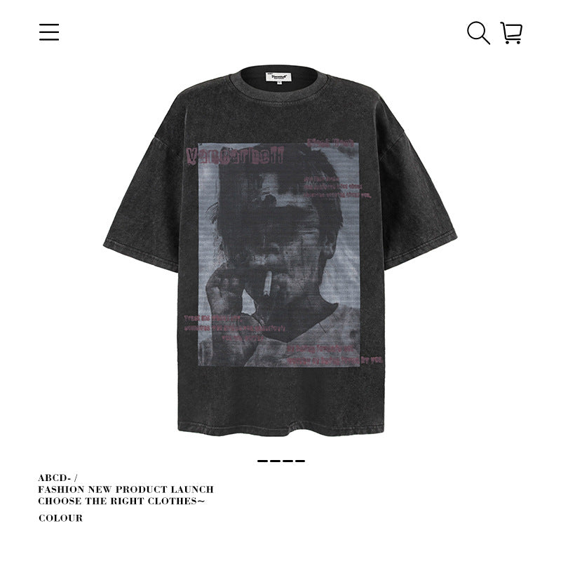 VANCARHELL Infomania Cat Hidden Stroke Black Wash T-shirt