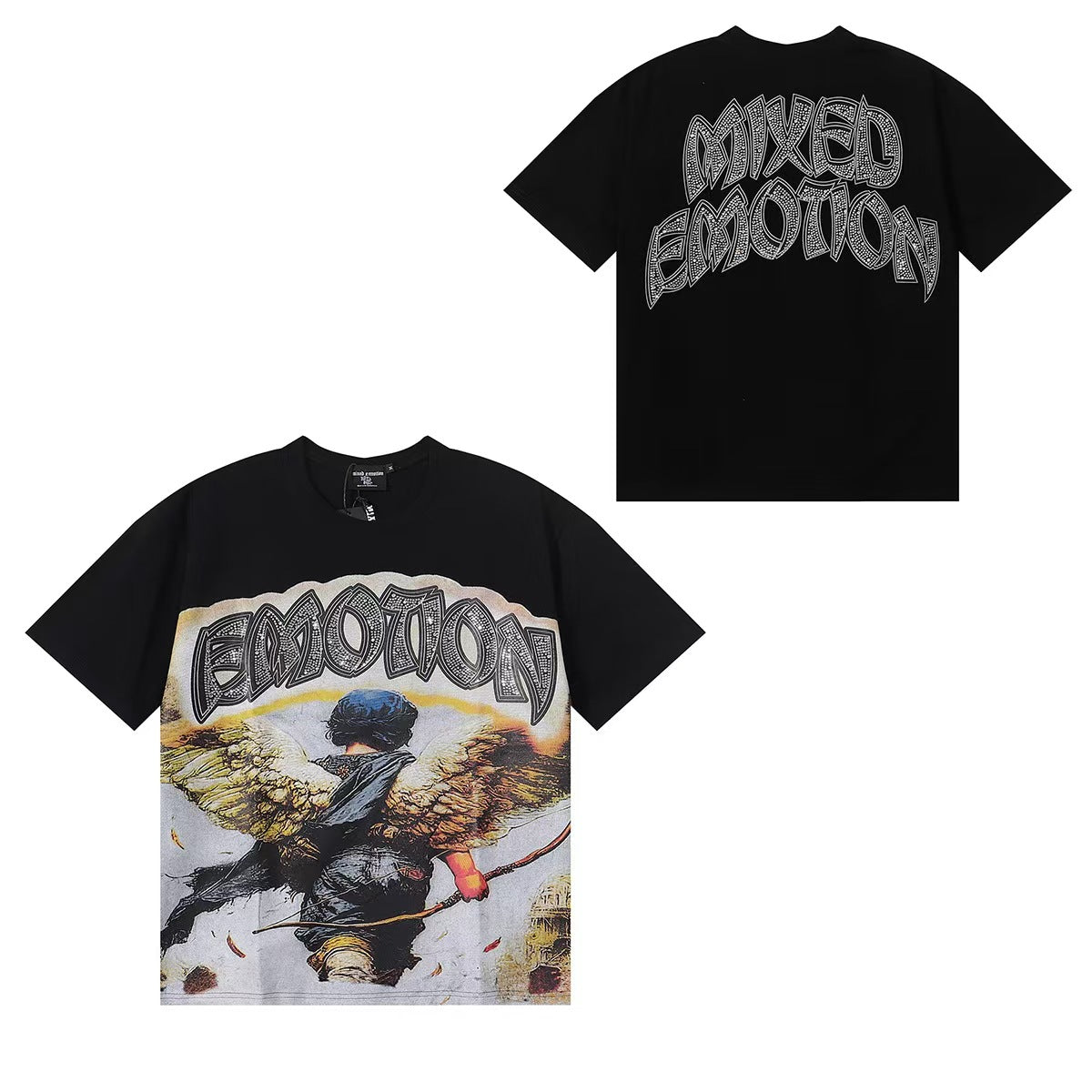MIXED EMOTIONS Diamond Angel Jetski Rhinestone Tee