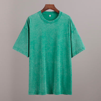 Washed and old short-sleeved T-shirt summer relaxation casual round neck washed polished short-sleeved T-shirt