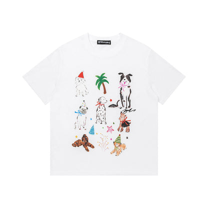 Cute Doodle Graphic Oversized T-Shirt Short Sleeve Crew Neck Loose Casual Summer Streetwear Tee | Doodle Tee