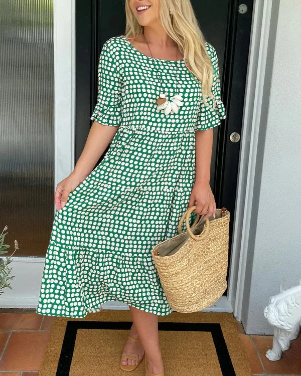 Michele™ | Relaxed Midi Dress With Dots - Seldom Seen Styles