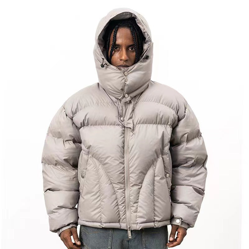 Women's American High Street Functional Hooded Niche Design Puffer Cotton Jacket Thickened Warm Casual Unisex | Func Hood Puffer