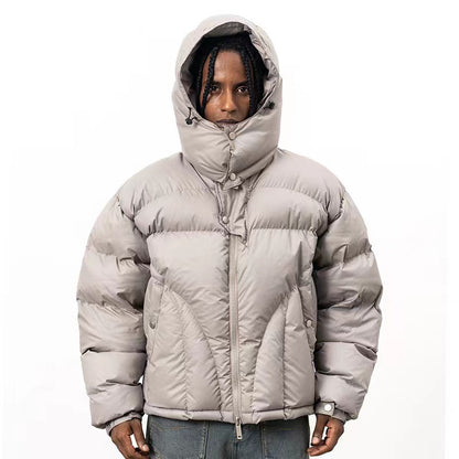 Women's American High Street Functional Hooded Niche Design Puffer Cotton Jacket Thickened Warm Casual Unisex | Func Hood Puffer