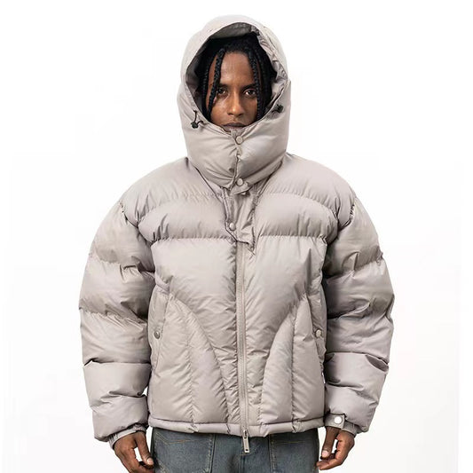 Women's American High Street Functional Hooded Niche Design Puffer Cotton Jacket Thickened Warm Casual Unisex | Func Hood Puffer