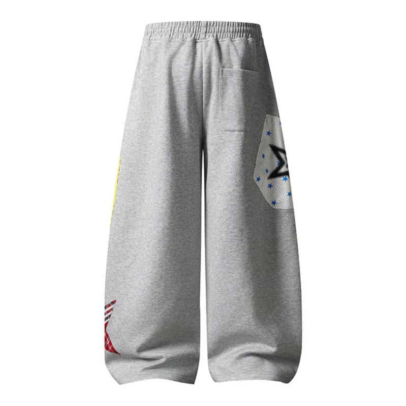 DARKAGE No.26 Plaid Mesh Patchwork Heavyweight Sweatpants