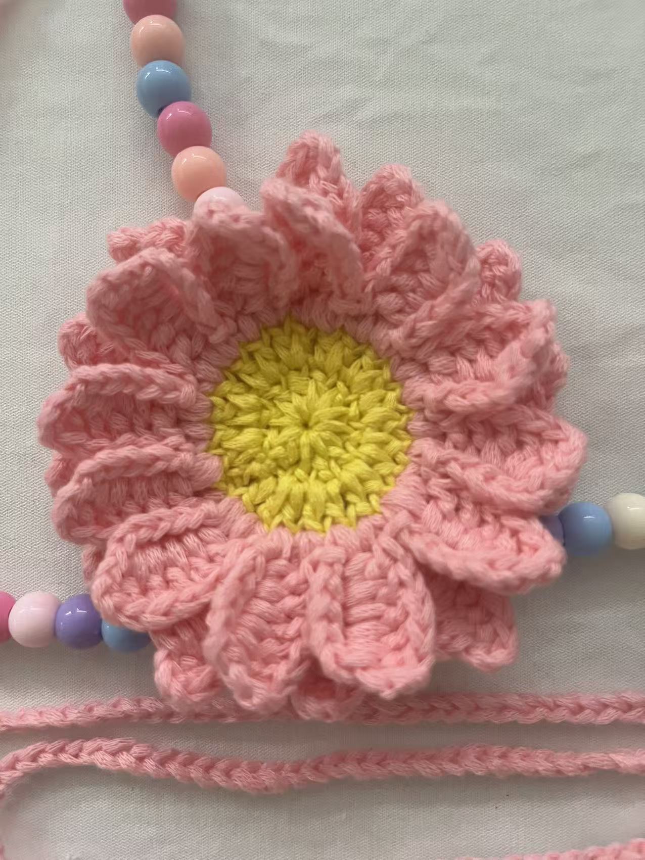 Women's 100% Handmade Wool Flower Crochet Bikini Set Sweet Sexy Swimsuit Beach Vacation Summer Swimwear