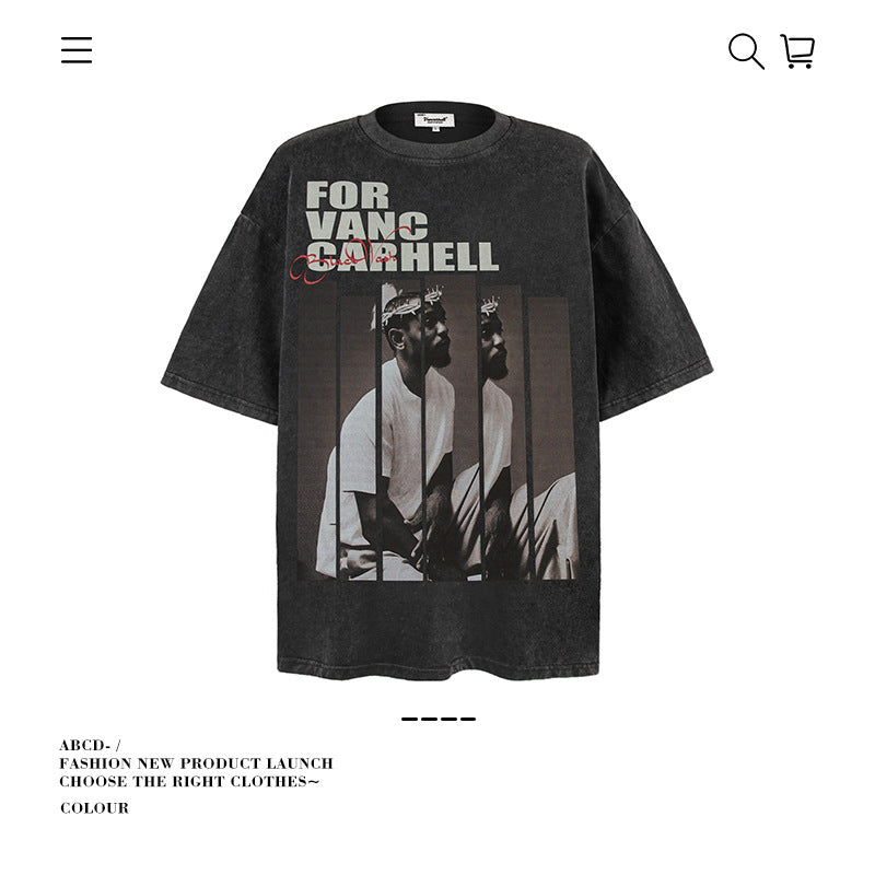VANCARHELL Infomania Cat Hidden Stroke Black Wash T-shirt
