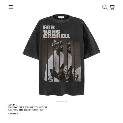 VANCARHELL Infomania Cat Hidden Stroke Black Wash T-shirt