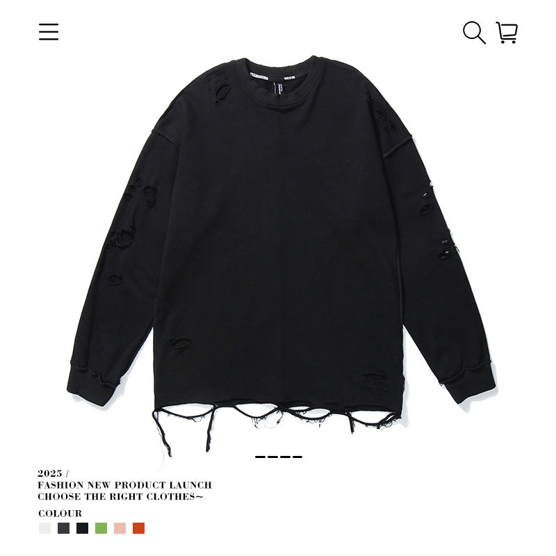 Seakoff Heavy Ripped Oversized Long Sleeve Shirt