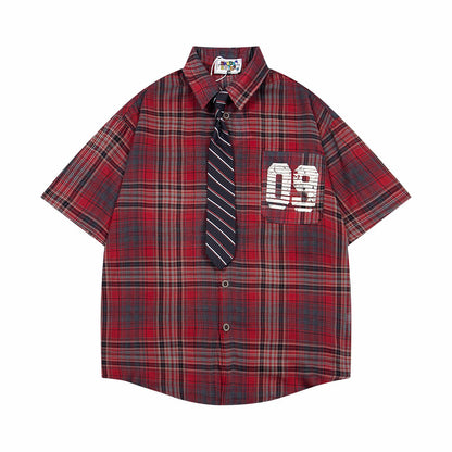 Varsity Plaid '09 Men's Oversized Sleeve Shirt