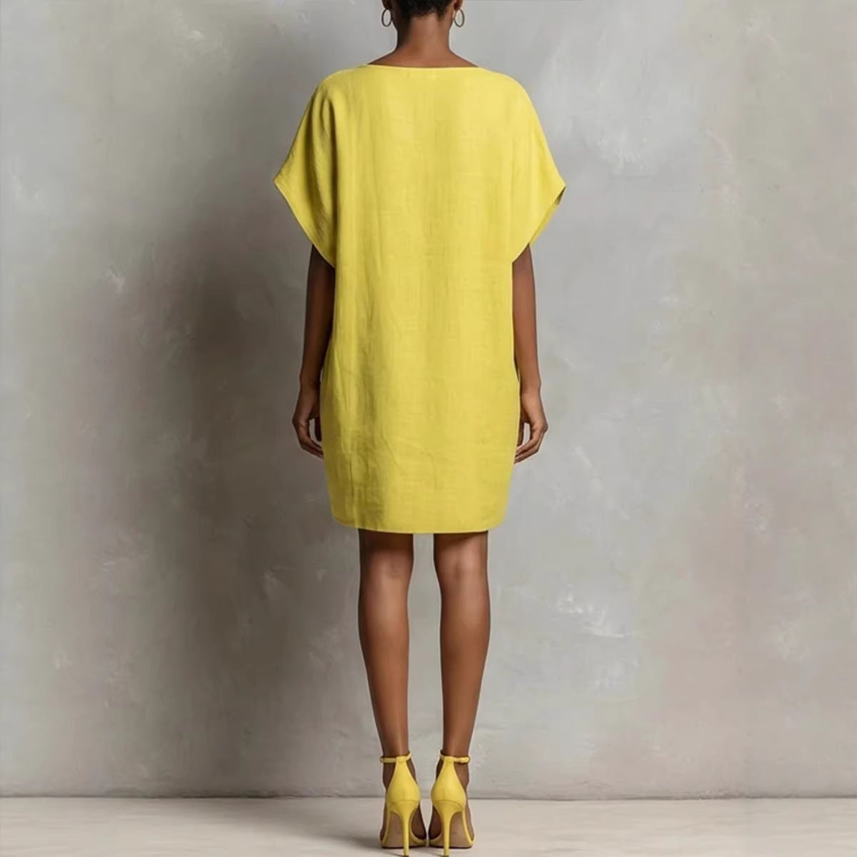 Women's Linen Blend Shift Dress Loose Fit Midi Dress with Pockets Casual Summer Vacation Outfit - Seldom Seen Styles