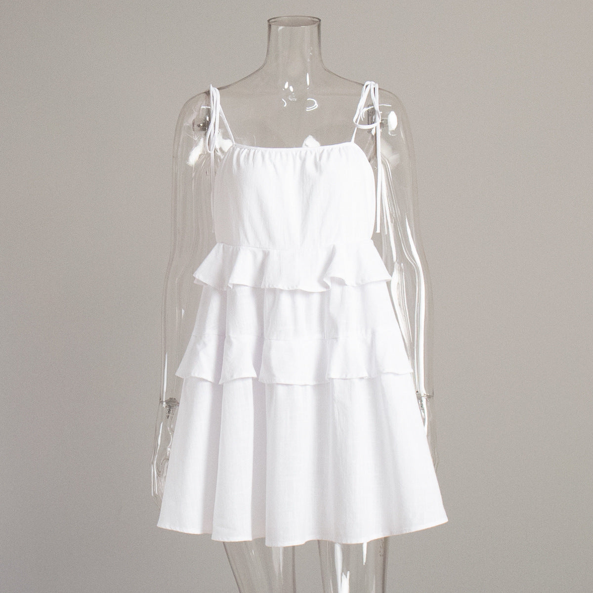 Suspender dress summer multi-layer ruffle edge cake dress short backless suspender dress - Seldom Seen Styles