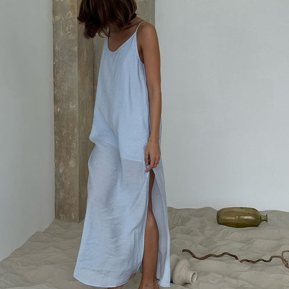 Suspender nightgown, long skirt, one-piece pajamas, comfortable and loose, can be worn outside women's loungewear