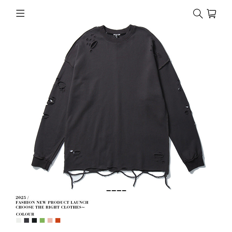 Seakoff Heavy Ripped Oversized Long Sleeve Shirt