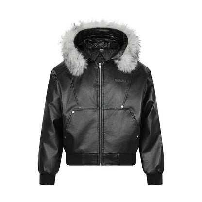 Women's High Street Letter Embroidery Removable Fur Collar Puffer Jacket Warm Oversized Winter Cotton Coat Unisex | Fur Collar Puffer