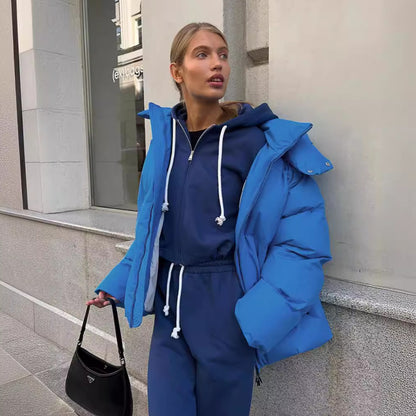Women's 2025 Autumn Winter Europe America Loose Cotton Puffer Jacket Oversized Casual Unisex Coat 8 Colors | Color Pop Puffer