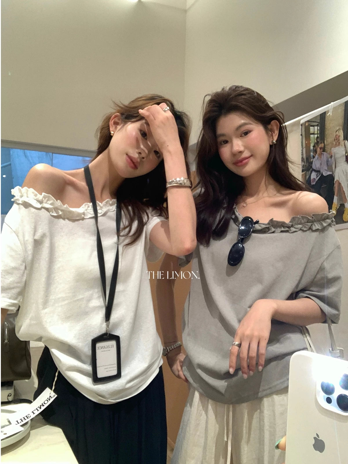 Off-Shoulder Ruffle Trim T-Shirt – Soft Feminine Loose Fit Summer Casual Tee - Seldom Seen Styles