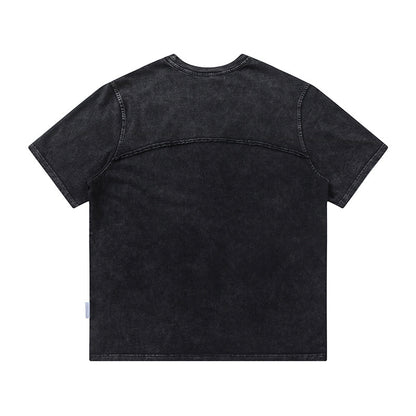 Oversized Split Splicing Raw Edge Round Neck Short Sleeve T-Shirt Washed Vintage Deconstructed Streetwear Summer Casual Tee | Split Edge Tee