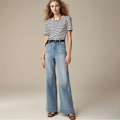Tummy Control Sailor Wide Leg Trouser