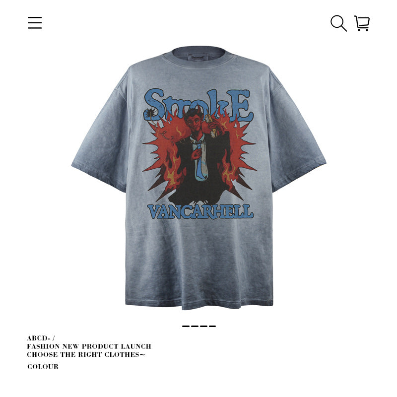 VANCARHELL 16-Grid Cartoon Avatars Graphic Tee