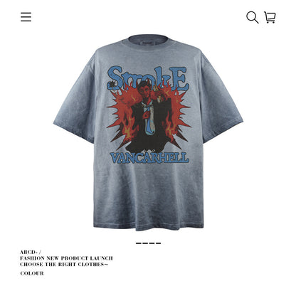 VANCARHELL 16-Grid Cartoon Avatars Graphic Tee