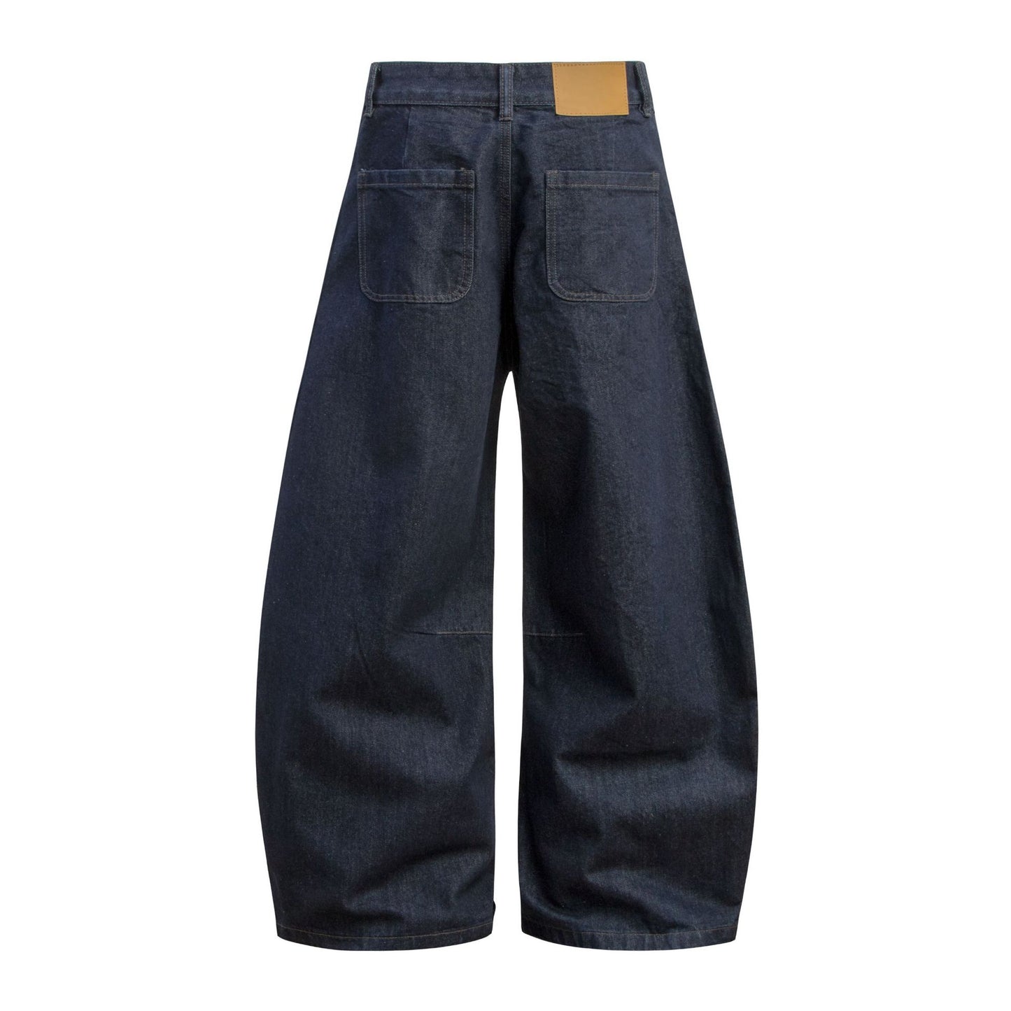 Curved Seam Wide-Leg Denim Pants