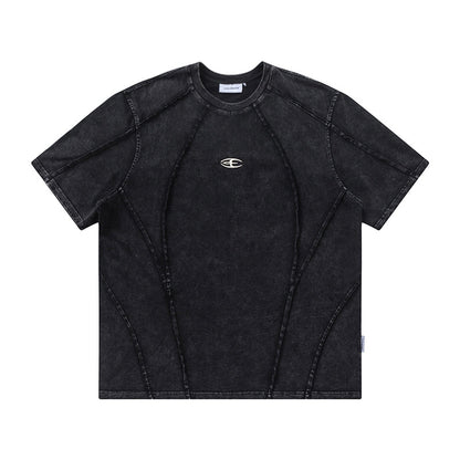 Cyberpunk Patchwork Tee / 3D Stitch Paneling Shirt